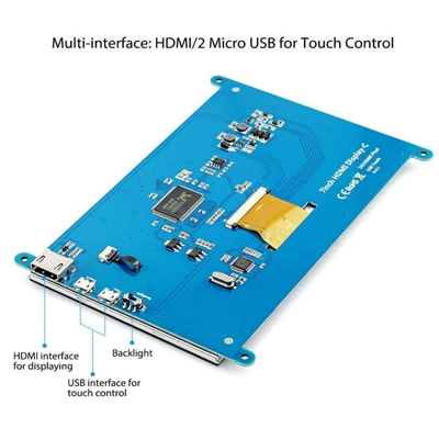 Дисплей 800x480 дюйма TFT LCD поленики Pi4 HDMI 7 ставит точки с емкостной сенсорной панелью