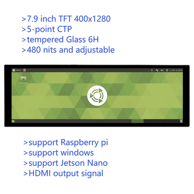 7.9 дюймовый штрих тип IPS Капацитивный сенсорный TFT монитор с выходом HDMI для Raspberry Pi 4 Windows os 400x1280 разрешение