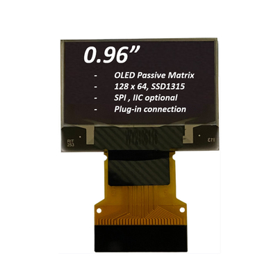 0.96 дюймовый OLED дисплейный модуль 128x64 пикселя SPI I2C интерфейс подключение