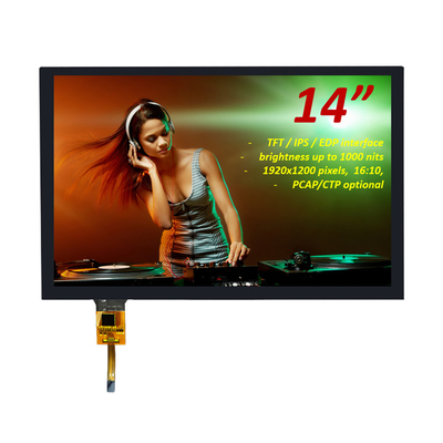 14 дюймовый TFT LCD дисплей 1920x1200 пикселей 16:10 ЭДП интерфейс с CTP Touch