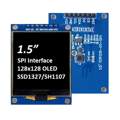 SPI 1,5-дюймовый OLED дисплей 128x128 Dot Matrix SSD1327/SH1107G Белые / синие шрифты 7-контактный модуль