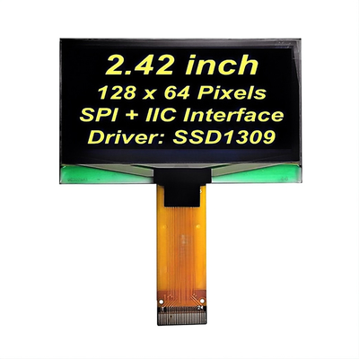 2.42 дюймовый OLED дисплей 128x64 желтые шрифты PMOLED экран SSD1309 контроллер SPI+IIC интерфейс