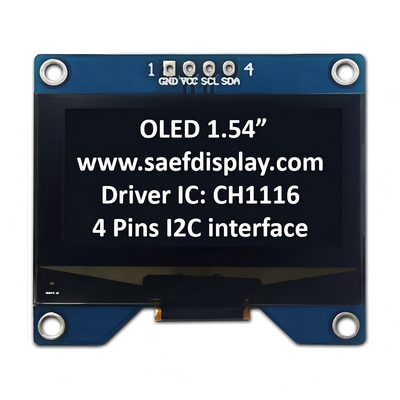 Производственный 1,54-дюймовый OLED дисплей 128x64 с интерфейсом I2C и драйвером CH1116
