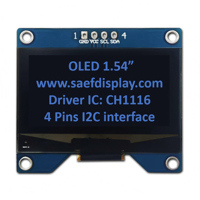 Производственный 1,54-дюймовый OLED дисплей 128x64 с интерфейсом I2C и драйвером CH1116
